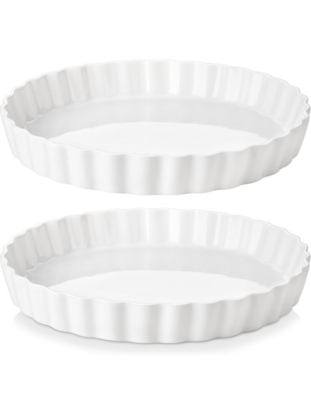 Non-Stick 10" Ruffled Edge Pie Dish Set of 2 - Perfect for Quiche, Tart & Pot